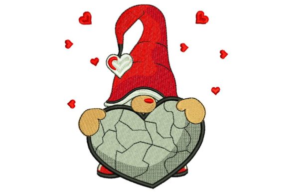 Heart Stone Gnome Embroidery Design